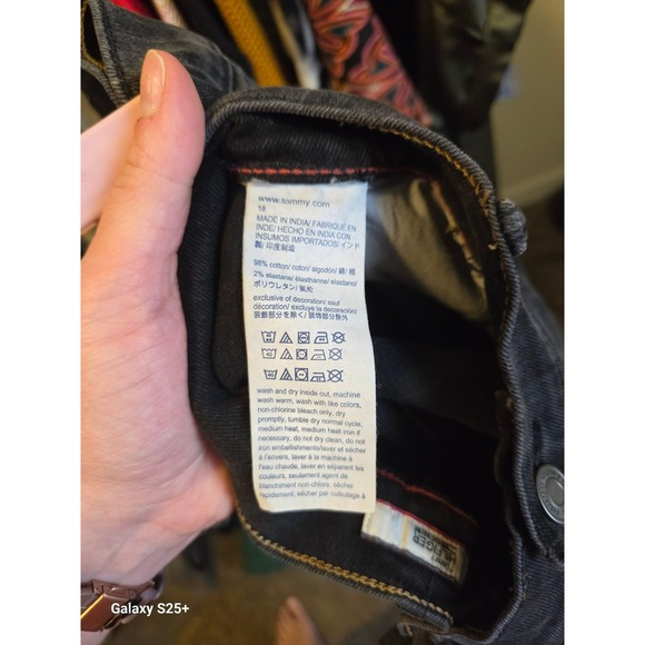 Tommy Hilfiger Denim Skinny Jeans Womens 18 Black Good Pinstripe High Rise Logo - Picture 3 of 4